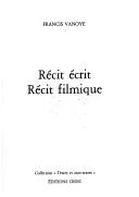 Cover of: Récit écrit, récit filmique