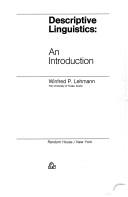 Cover of: Descriptive linguistics by Winfred Philipp Lehmann