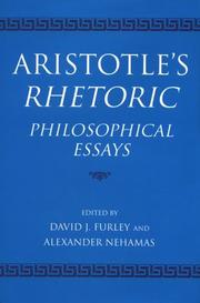 Cover of: Aristotle's rhetoric by edited by David J. Furley and Alexander Nehamas.