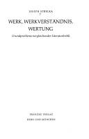 Cover of: Werk, Werkverständnis, Wertung by Joseph Strelka