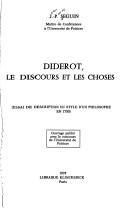 Cover of: Diderot, le discours et les choses by Jean Pierre Seguin