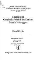 Cover of: Skepsis und Gesellschaftskritik im Denken Martin Heideggers