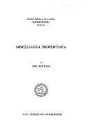 Cover of: Miscellanea Propertiana | Erik Karl Hilding Wistrand