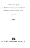 Cover of: Der österreichische Neoabsolutismus: Staatsfinanzen und Politik 1848-1860