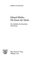 Cover of: Eduard Mörike, die Kunst der Sünde: zur Geschichte d. literar. Individuums