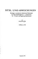 Cover of: Stil und Abweichungen: einige syntaktisch-stilistische Merkmale in den Dichtungen D. v. Liliencrons, G. Trakls und Ingeborg Bachmans