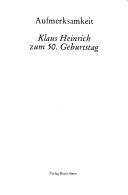Cover of: Aufmerksamkeit: Klaus Heinrich zum 50. Geburtstag