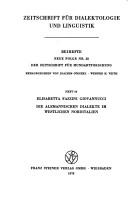 Cover of: Die alemannischen Dialekte im westlichen Norditalien: e. Forschungsbericht