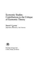 Cover of: Economic studies: contributions to the critique of economic theory