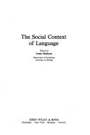 Cover of: The Social context of language