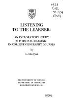 Cover of: Listening to the learner by L. Dee Fink