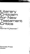 Cover of: Literary criticism for New Testament critics