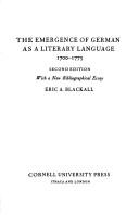 Cover of: The emergence of German as a literary language, 1700-1775