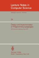 Cover of: Design and implementation of programming languages: proceedings of a DoD sponsored workshop, October, 1976, Ithaca