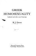 Cover of: Greek homosexuality by Kenneth J. Dover