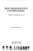 Cover of: High performance loudspeakers by Martin Colloms