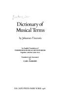 Cover of: Dictionary of musical terms: an English translation of Terminorum musicae diffinitorium : together with the Latin text