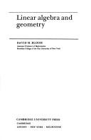 Cover of: Linear algebra and geometry by David M. Bloom