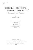 Cover of: Marcel Proust's Grasset proofs: commentary and variants