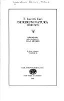 Cover of: T. Lucreti Cari De rerum natura libri sex by Titus Lucretius Carus