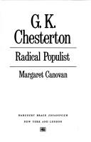 Cover of: G. K. Chesterton: radical populist