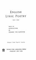 Cover of: English lyric poetry, 1500-1700.