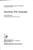 Cover of: Decoding oral language