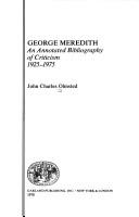 Cover of: George Meredith: an annotated bibliography of criticism, 1925-1975