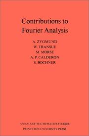 Cover of: Contributions to Fourier Analysis. (AM-25) (Annals of Mathematics Studies)