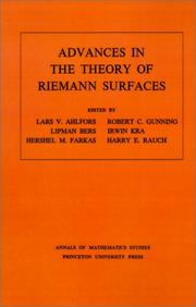 Cover of: Advances in the theory of Riemann surfaces: proceedings of the 1969 Stony Brook conference.