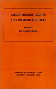 Cover of: Discontinuous Groups and Riemann Surfaces by Leon Greenberg, Leon Greenberg