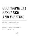 Cover of: Geographical research and writing