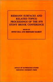Cover of: Riemann Surfaces & Related Topics: Proceedings of the 1978 Stony Brook Conference. (AM-97) (Annals of Mathematics Studies)