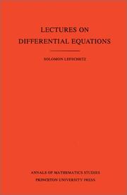 Cover of: Lectures on Differential Equations. (AM-14) (Annals of Mathematics Studies)