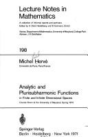 Cover of: Analytic and plurisubharmonic functions in finite and infinite dimensional spaces. | Michel HerveМЃ