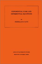 Cover of: Exponential sums and differential equations