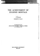 Cover of: The achievement of Eugenio Montale by G. Singh