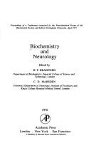 Cover of: Biochemistry and neurology: proceedings of a conference ... held at Nottingham University, April 1975