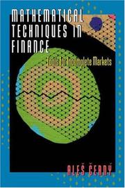 Cover of: Mathematical techniques in finance: tools for incomplete markets