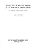 Cover of: Samples of Arabic prose in its historical development: a manual for English-speaking students