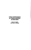 Cover of: Critique épistémologique de l'analyse systémique de David Easton: essai sur le rapport entre théorie et idéologie