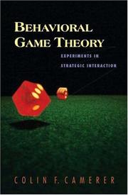 Cover of: Behavioral Game Theory by Colin F. Camerer