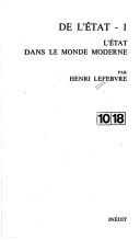 Cover of: De l'État