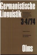 Cover of: Die Konstituenten des Adverbs: computer-orientierte Untersuchung auf der Grundlage eines frühneuhochdeutschen Textes