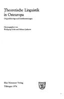 Cover of: Theoretische Linguistik in Osteuropa: Orig.-Beitr. u. Erstübers.