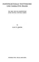 Cover of: Poststrukturale Texttheorie und narrative Praxis: Tel quel und die Konstitution eines Nouveau Nouveau Roman