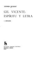 Cover of: Gil Vicente, espíritu y letra