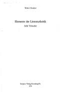 Cover of: Elemente der Literaturkritik by Hinderer, Walter