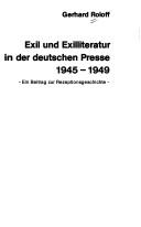 Cover of: Exil und Exilliteratur in der deutschen Presse 1945-1949: e. Beitr. zur Rezeptionsgeschichte