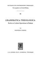 Cover of: Grammatica theologica by Siegfried Raeder